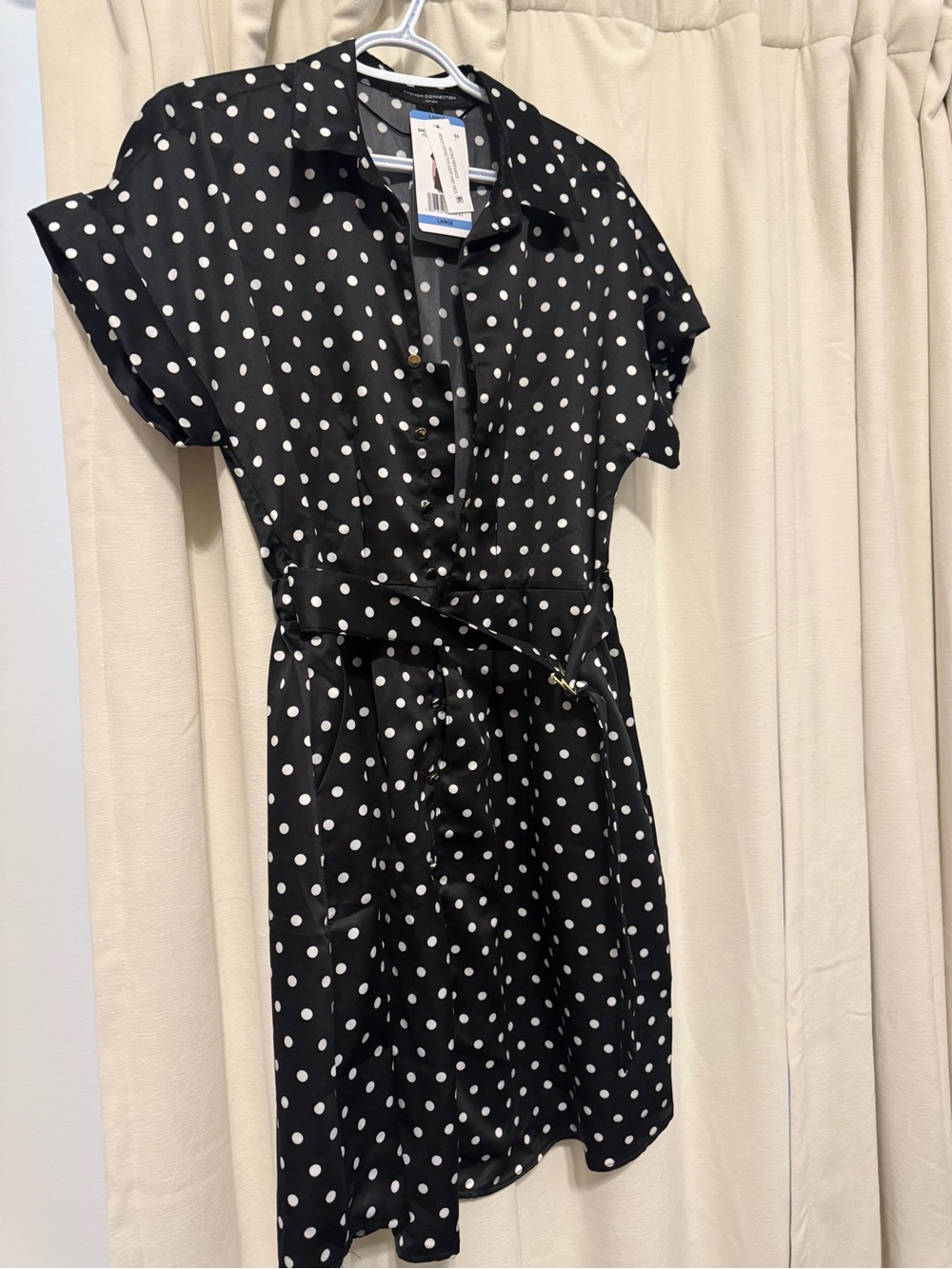 French Connection Black & White Polka Dot Button-Front Blazer Dress
